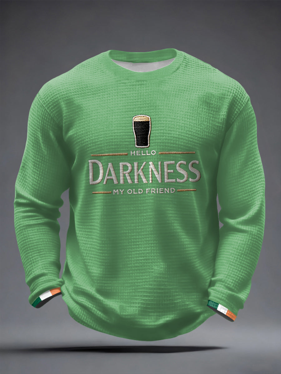 Męska koszulka z długim rękawem Hello Darkness My Old Friend Waffle