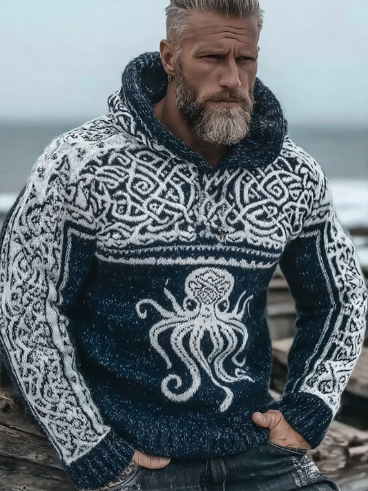 Męska bluza z kapturem w stylu wikingów