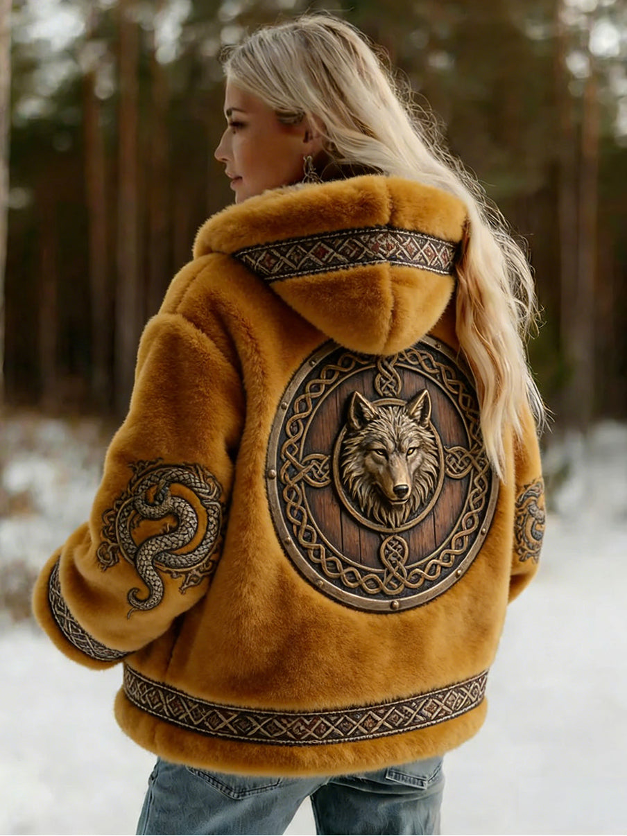 Damska kurtka z flanelowym wzorem Viking w stylu celtyckim w stylu vintage
