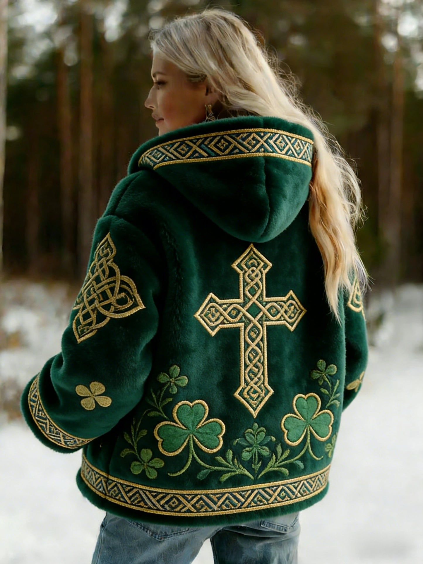 Damski Retro Viking Celtic Knot Nordic Style Casual Kurtka z kapturem