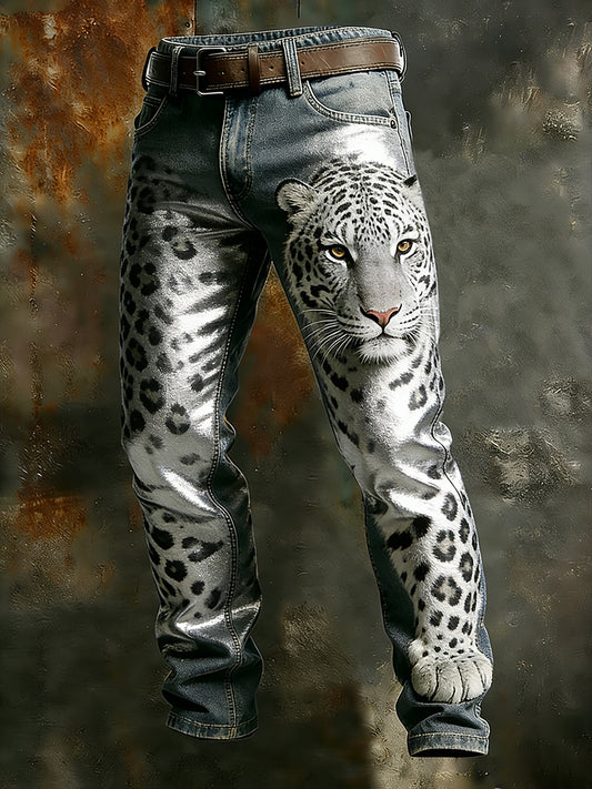 Męskie spodnie robocze w stylu vintage Animal Print Art Business Casual