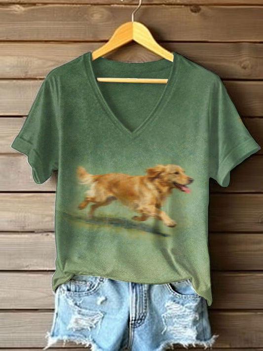 Damska koszulka Golden Retriever Print Casual