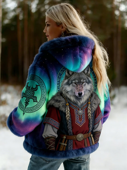 Damska kurtka z flanelowym wzorem Viking w stylu celtyckim w stylu vintage