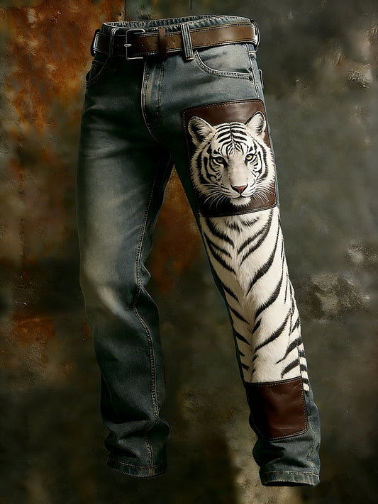 Męskie spodnie robocze w stylu vintage Animal Print Art Business Casual