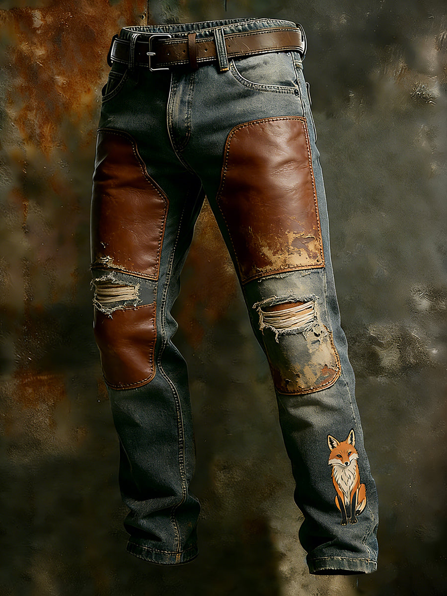Męskie spodnie robocze w stylu vintage Animal Print Art Business Casual