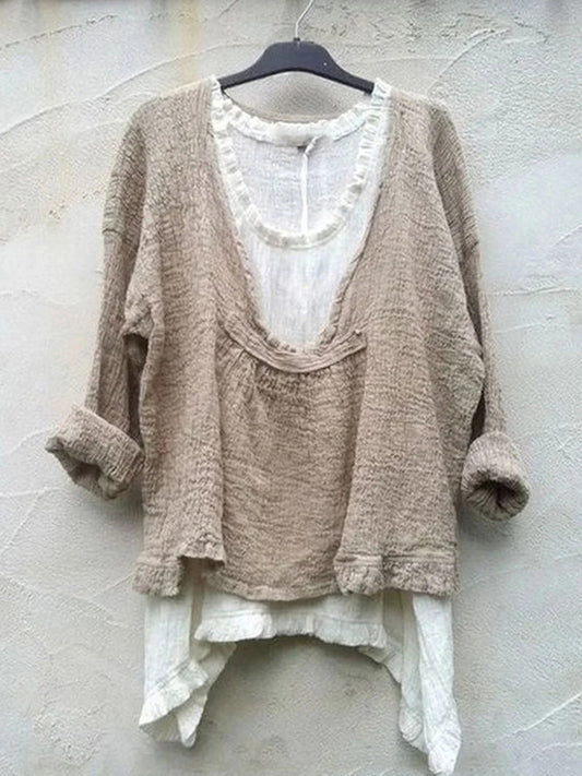 Zestaw damskiej koszuli w jednolitym kolorze w stylu vintage