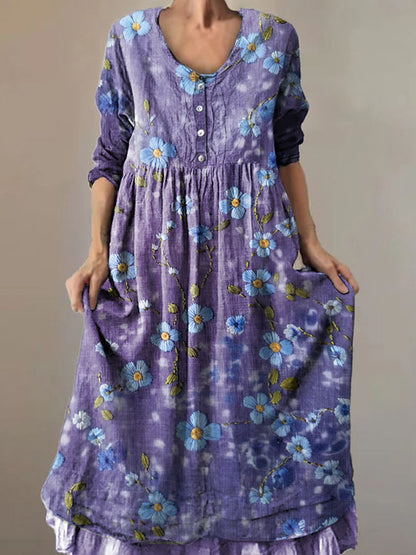 Fioletowy damski Forget Me Not Print Alzheimer's Awareness Dress
