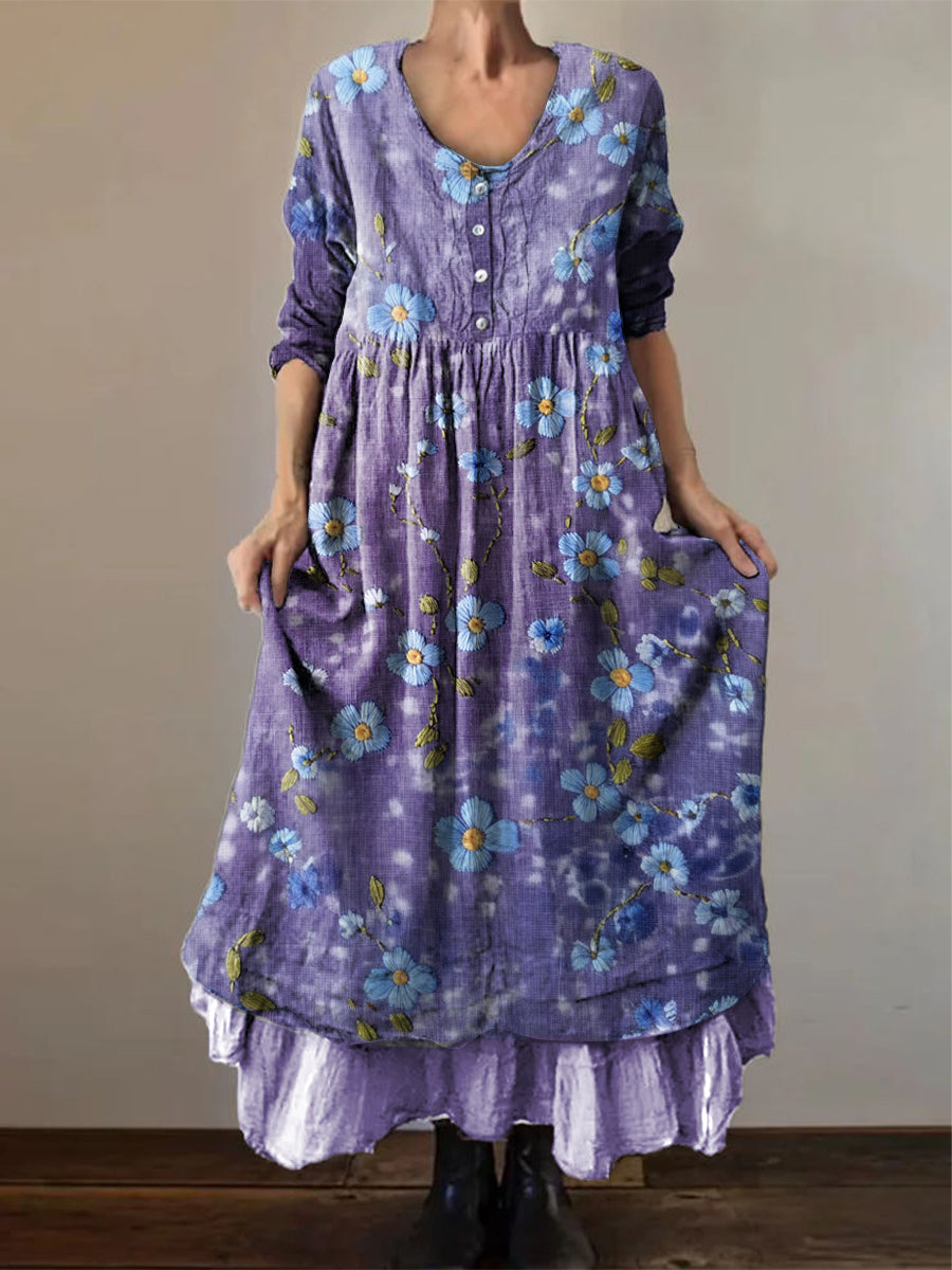 Fioletowy damski Forget Me Not Print Alzheimer's Awareness Dress