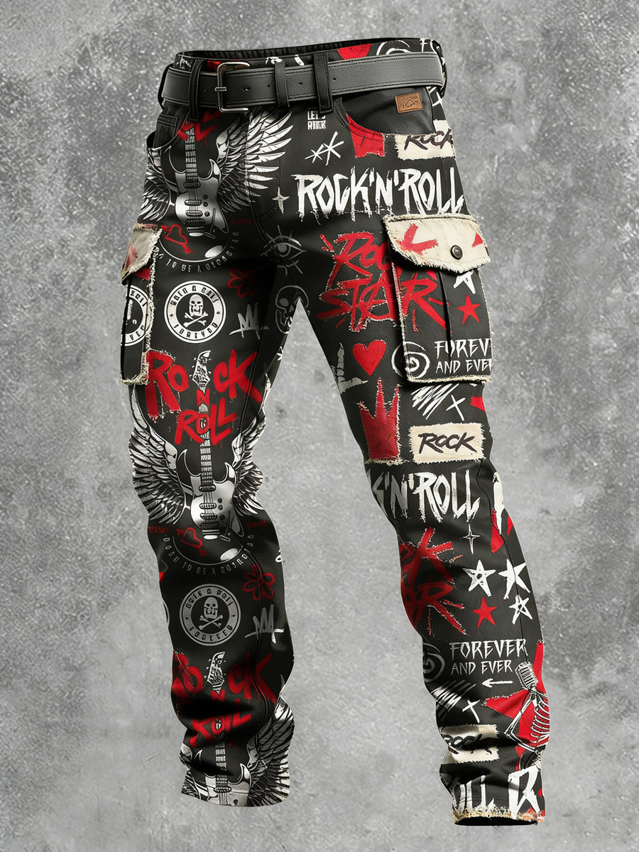 Męskie Retro Wakacje Biznesowe Punk Art Nadruk Spodnie Odzież Robocza