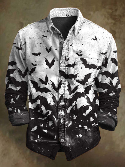 Halloweenowa koszula z długim rękawem Gradient Bat Print