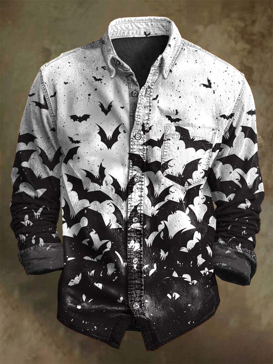Halloweenowa koszula z długim rękawem Gradient Bat Print