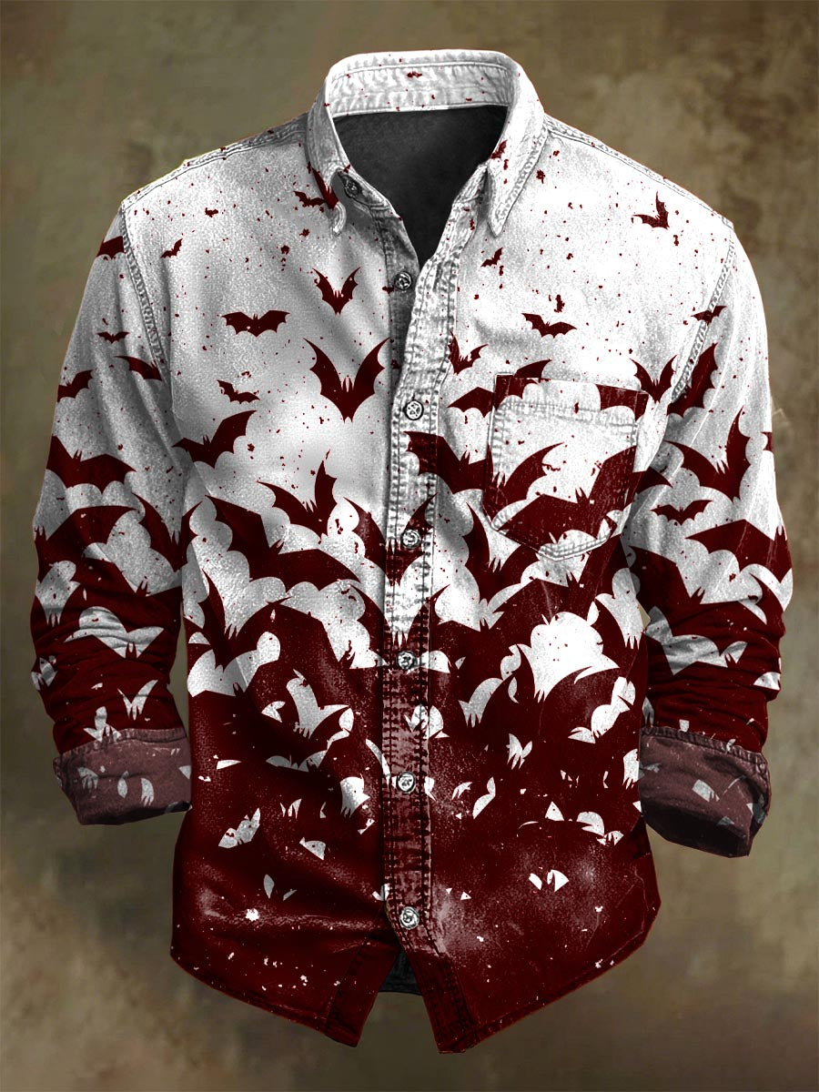 Halloweenowa koszula z długim rękawem Gradient Bat Print
