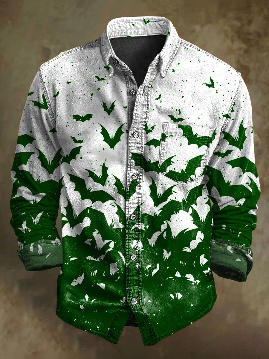 Halloweenowa koszula z długim rękawem Gradient Bat Print