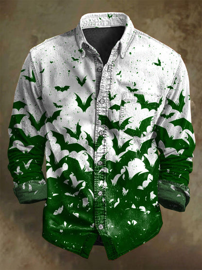 Halloweenowa koszula z długim rękawem Gradient Bat Print