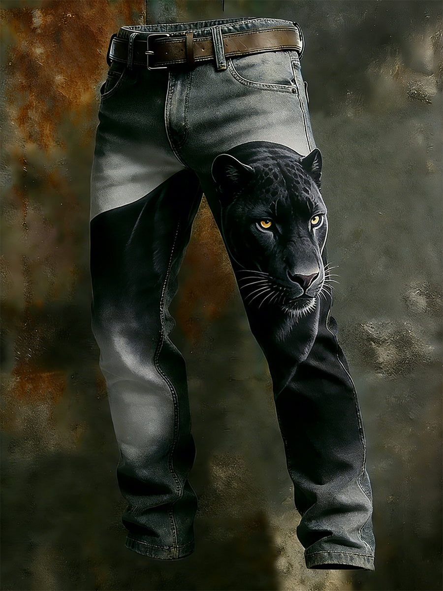 Męskie spodnie robocze w stylu vintage Animal Print Art Business Casual