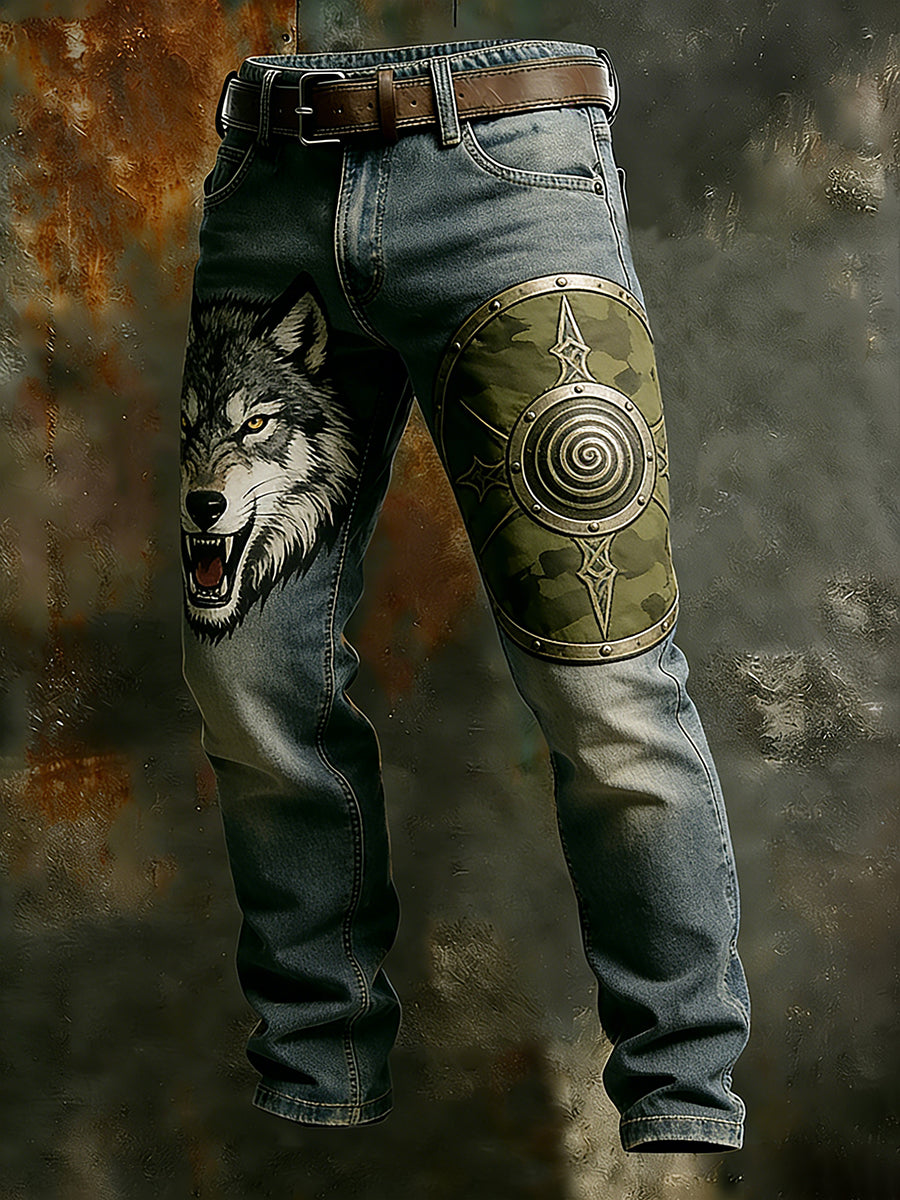 Męskie spodnie robocze w stylu vintage Animal Print Art Business Casual