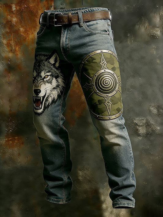 Męskie spodnie robocze w stylu vintage Animal Print Art Business Casual