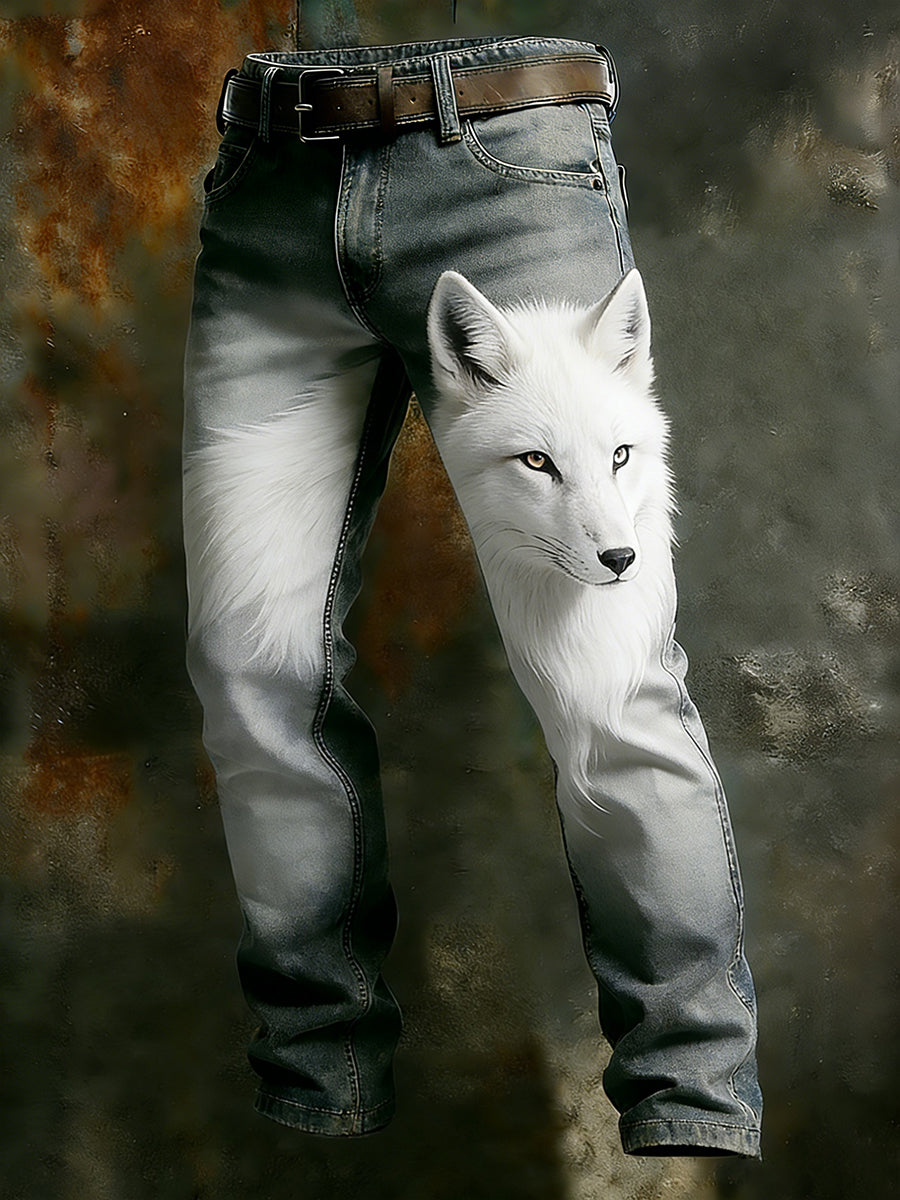 Męskie spodnie robocze w stylu vintage Animal Print Art Business Casual