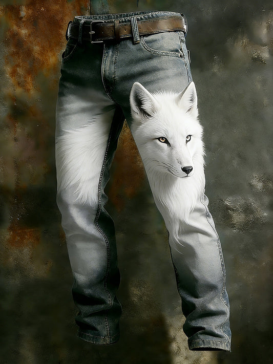 Męskie spodnie robocze w stylu vintage Animal Print Art Business Casual