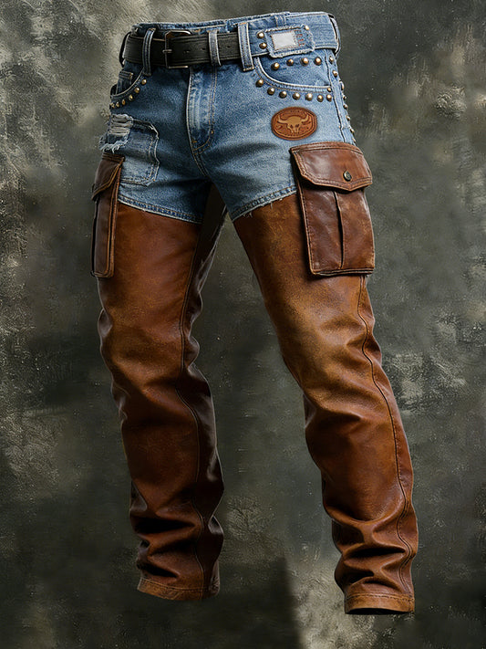 Męskie spodnie robocze retro styl biznesowy na co dzień