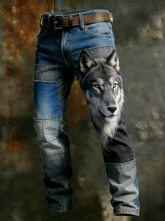 Męskie spodnie robocze w stylu vintage Animal Print Art Business Casual