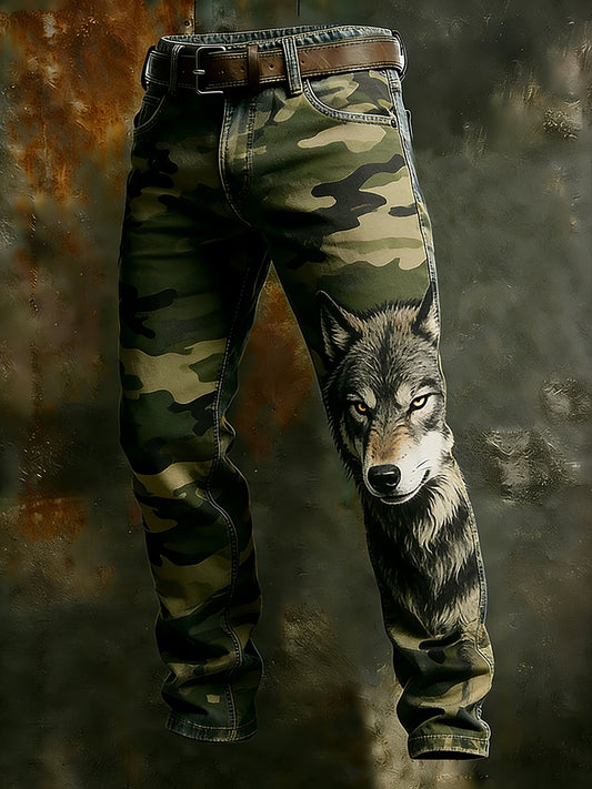 Męskie spodnie robocze w stylu vintage Animal Print Art Business Casual