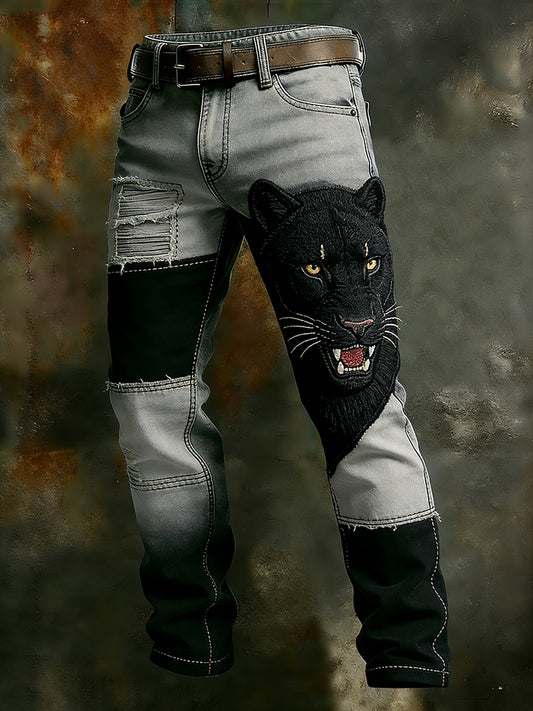 Męskie spodnie robocze w stylu vintage Animal Print Art Business Casual