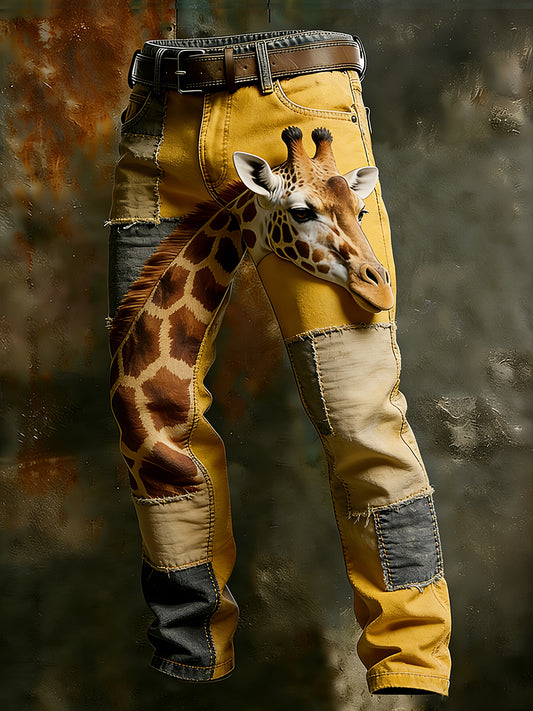 Męskie spodnie robocze w stylu vintage Animal Print Art Business Casual