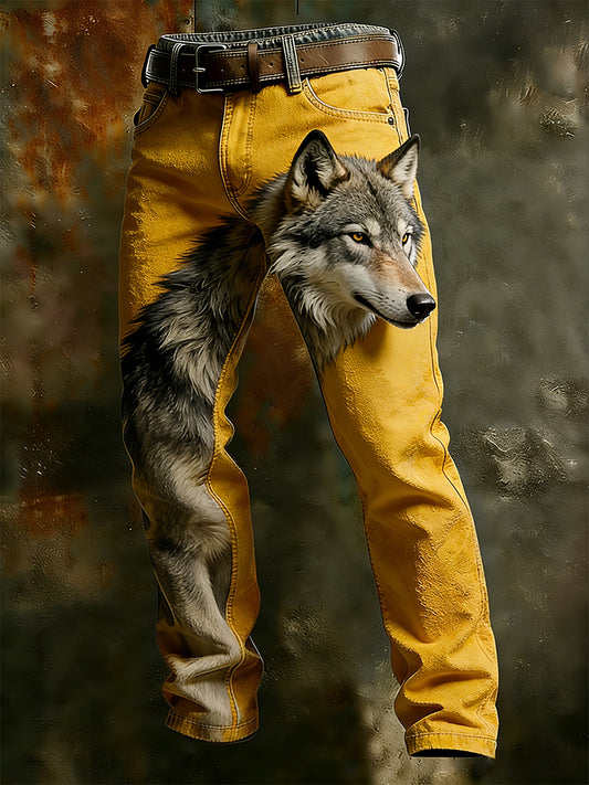 Męskie spodnie robocze w stylu vintage Animal Print Art Business Casual