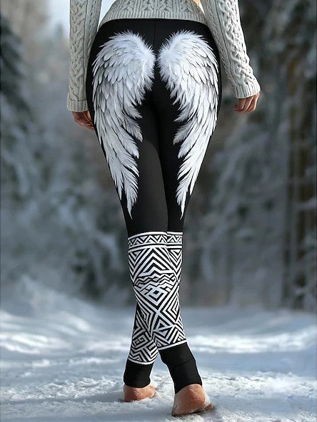 Damskie Retro Viking Wings Celtic Knot sportowe Stretch Legginsy