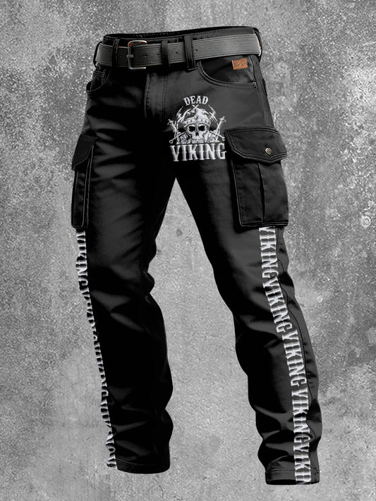 Męskie Retro Wakacje Biznesowe Viking Art Nadruk Spodnie Odzież Robocza