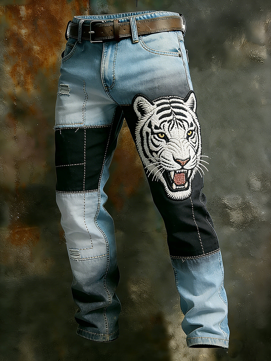 Męskie spodnie robocze w stylu vintage Animal Print Art Business Casual