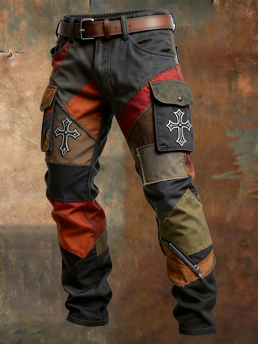 Męskie spodnie robocze retro styl biznesowy na co dzień