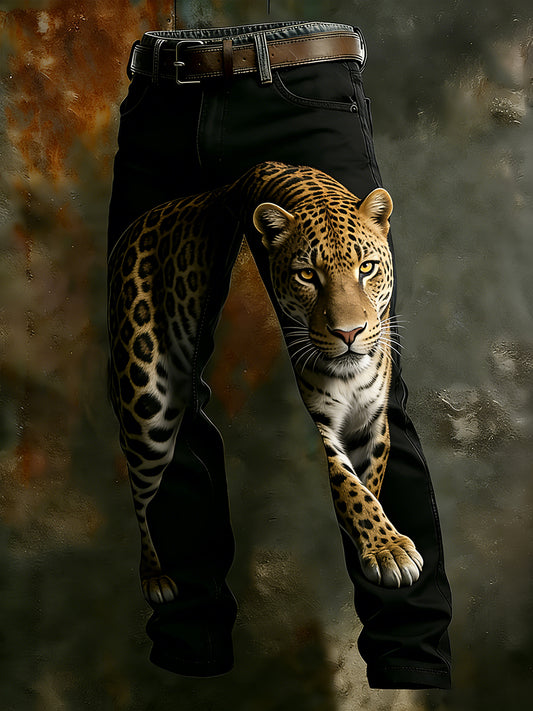 Męskie spodnie robocze w stylu vintage Animal Print Art Business Casual