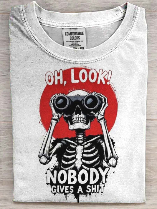 Abstrakcyjna czaszka Telescope Print Casual Koszulka z krótkim rękawem