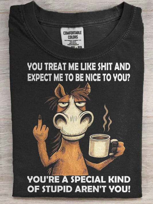 Abstrakcyjna koszulka z krótkim rękawem w dorywczy wzór konia