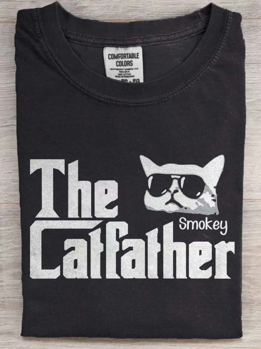 Abstrakcyjny kot chrzestny Print Casual Koszulka z krótkim rękawem