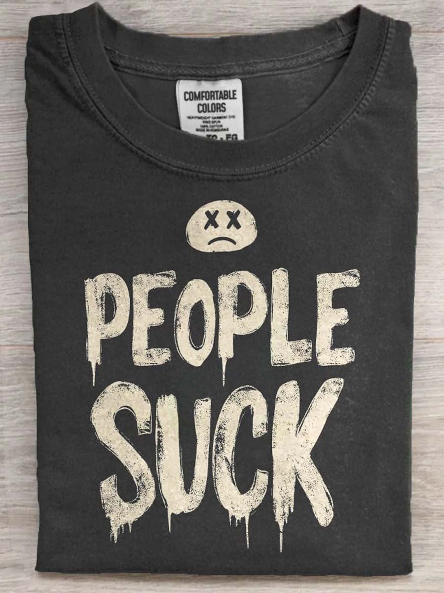 „ People Suck ”z nadrukiem Casual Koszulka z krótkim rękawem