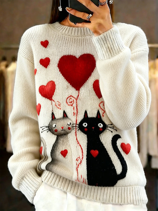 Damski sweter w stylu vintage z motywem zwierzęcym, wygodny i na co dzień