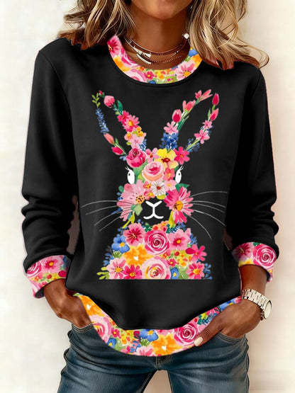 Damska dorywcza bluza z nadrukiem Easter Bunny