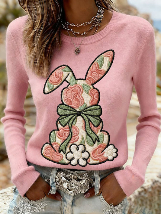 Damska dorywcza bluza z nadrukiem Easter Bunny