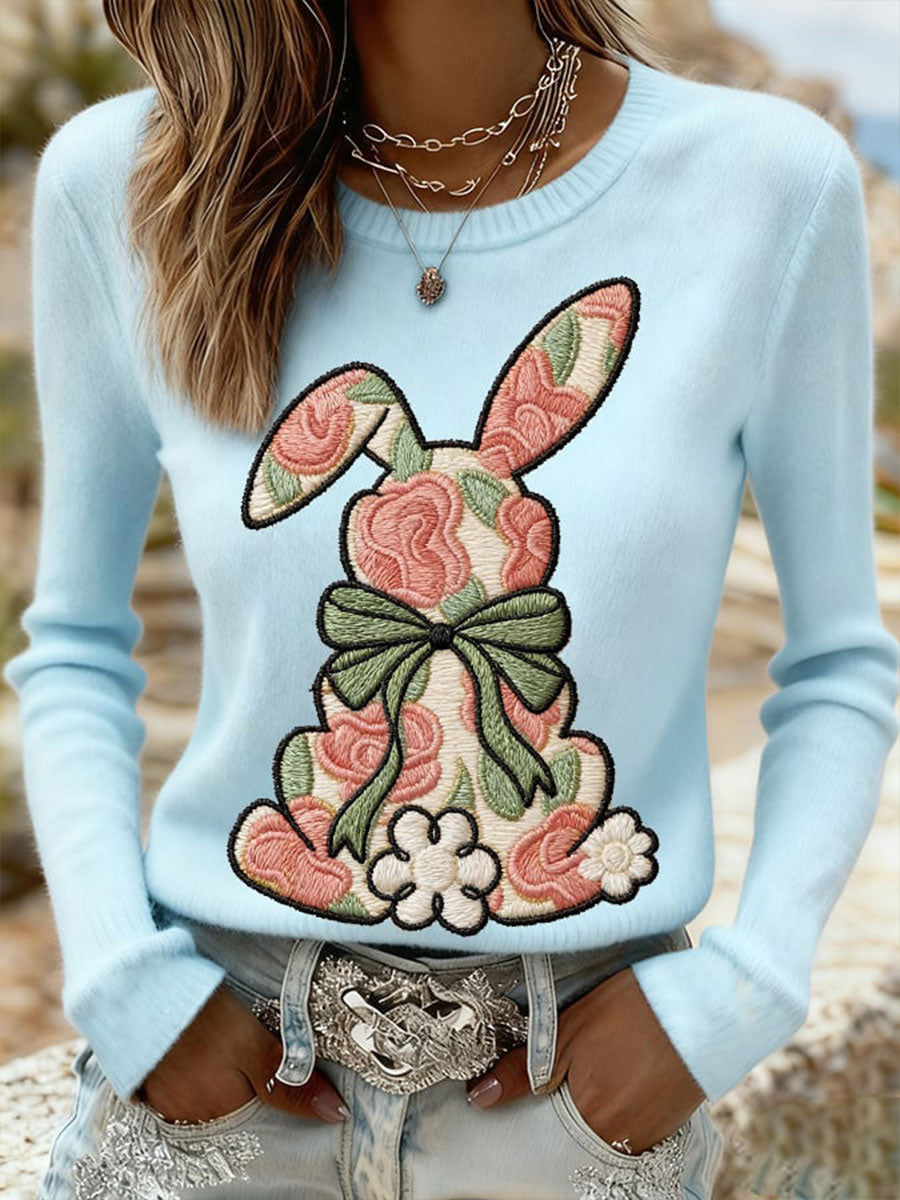Damska dorywcza bluza z nadrukiem Easter Bunny