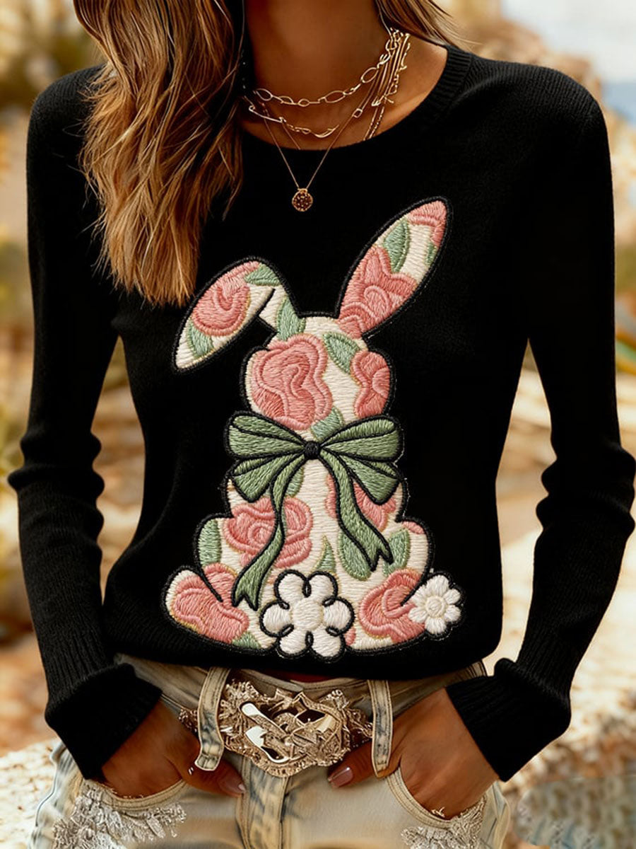 Damska dorywcza bluza z nadrukiem Easter Bunny
