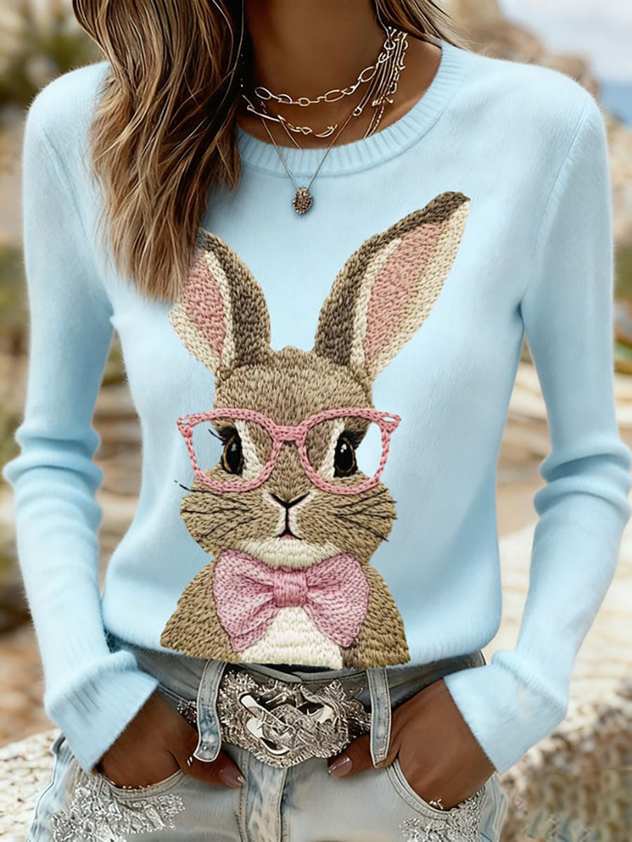 Damska dorywcza bluza z nadrukiem Easter Bunny