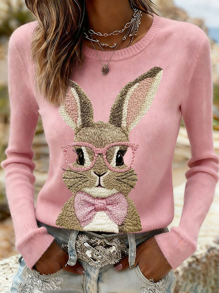 Damska dorywcza bluza z nadrukiem Easter Bunny