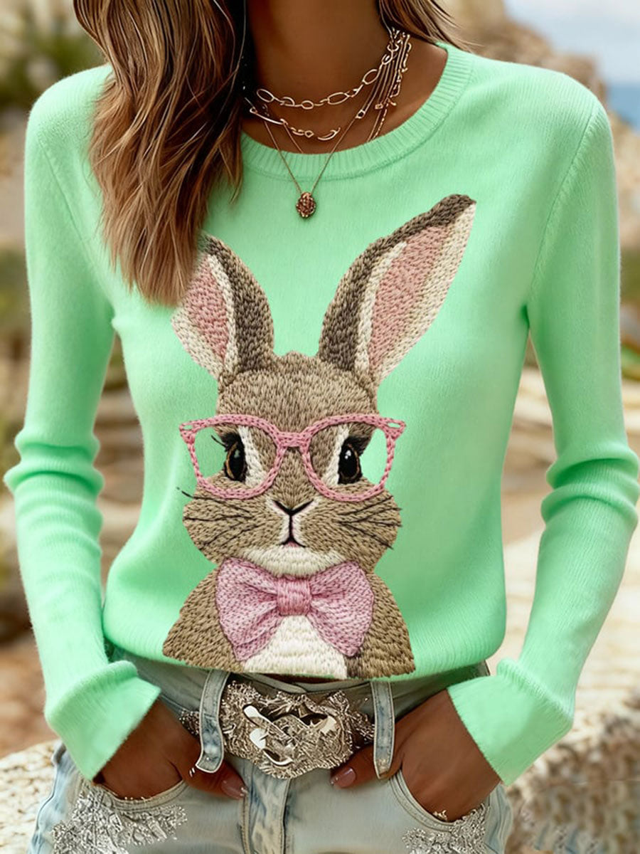 Damska dorywcza bluza z nadrukiem Easter Bunny