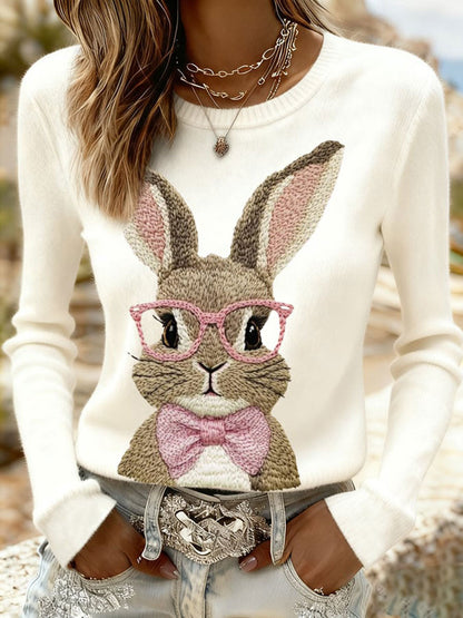 Damska dorywcza bluza z nadrukiem Easter Bunny