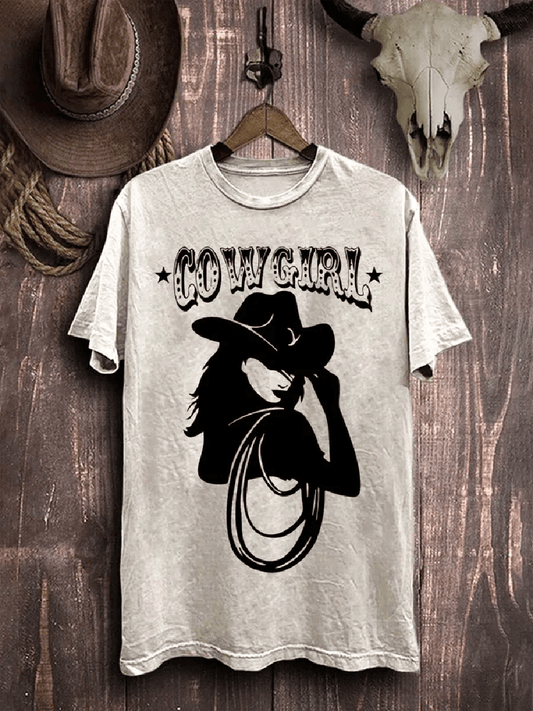 Damska koszulka z nadrukiem Western w stylu vintage