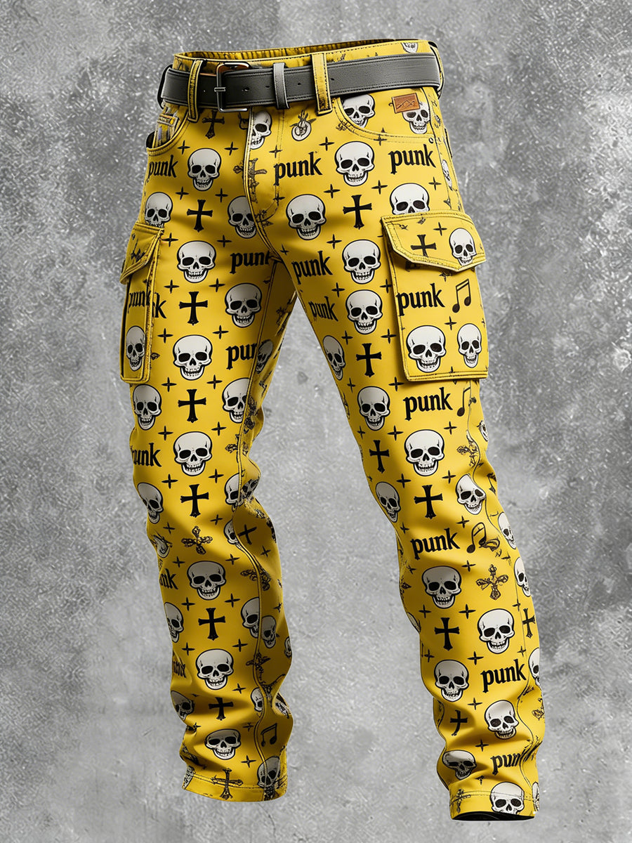 Męskie Retro Wakacje Biznesowe Punk Art Nadruk Spodnie Odzież Robocza