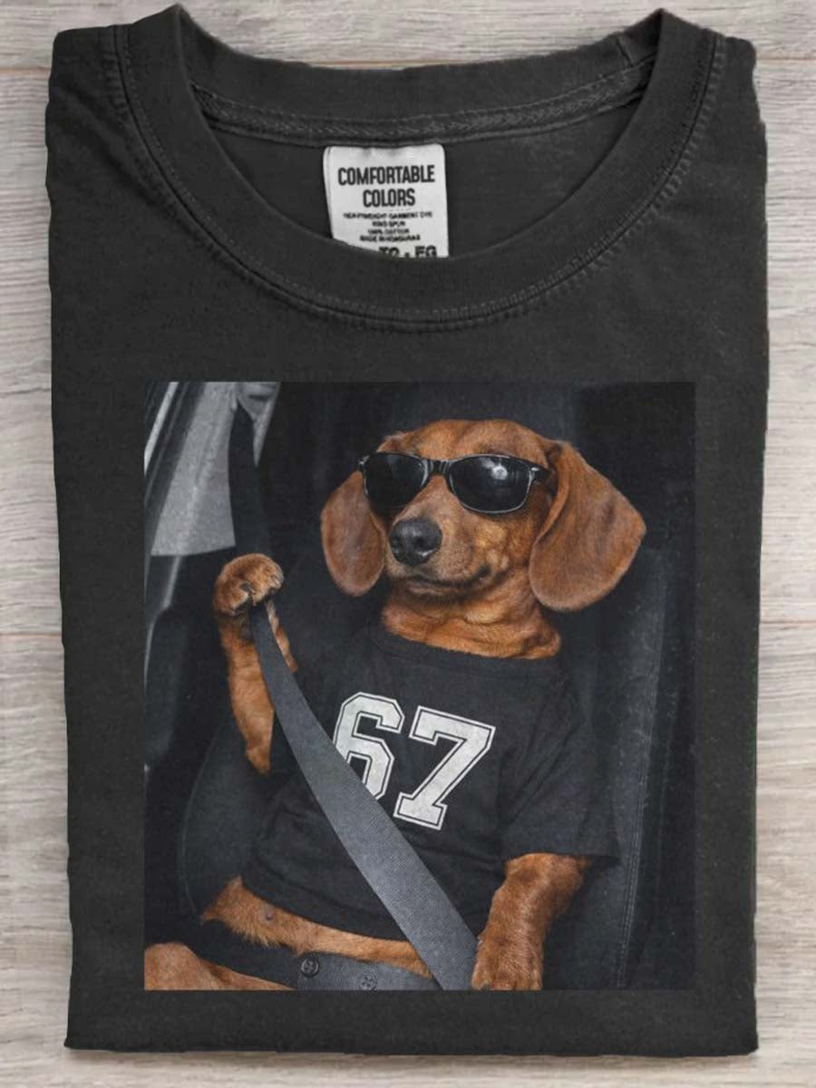 Okulary przeciwsłoneczne Jamnik Print Casual Koszulka z krótkim rękawem
